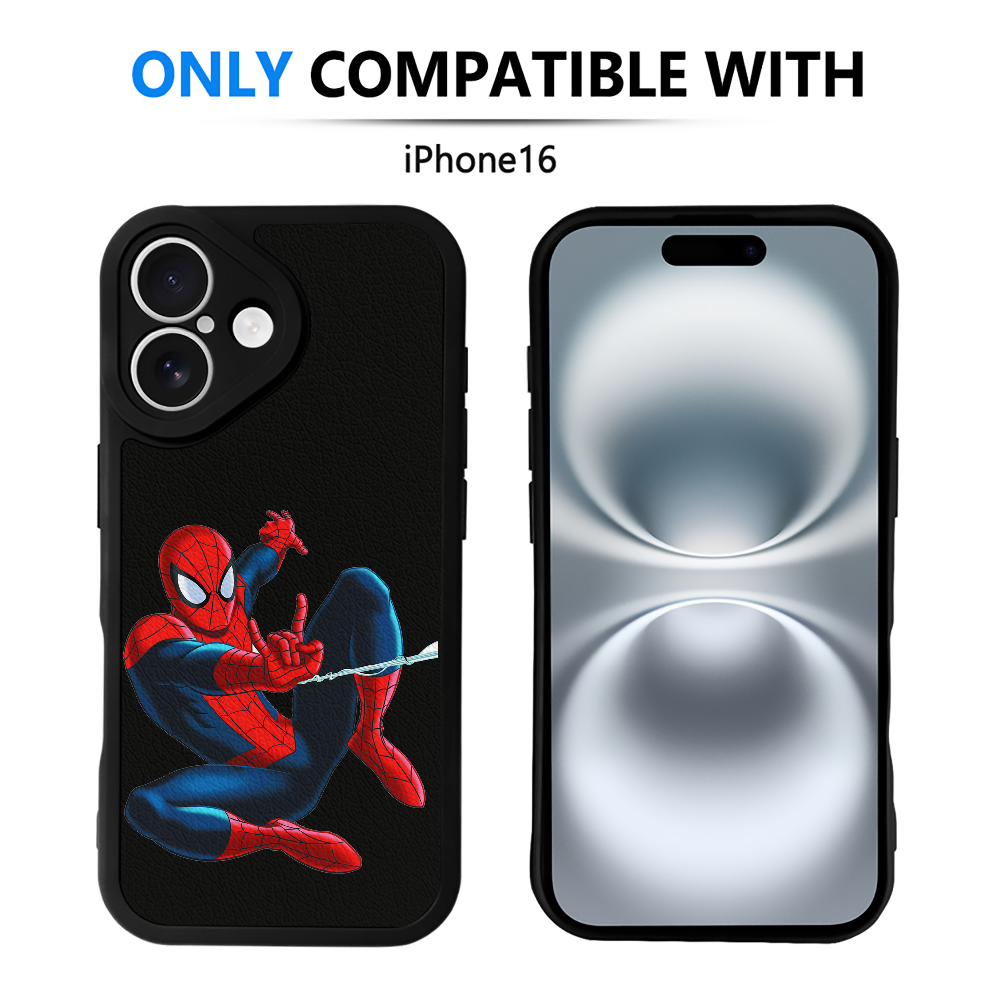 Spider Man スパイダーマン 【iPhone 16シリーズ対応】シリコンスマホケース（レザー調） 材質：シリコン
